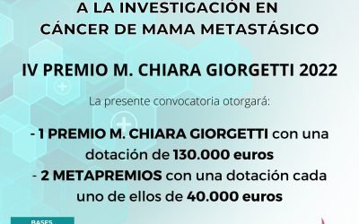 IV Convocatoria Premio M. Chiara Giorgetti a la investigación en Cáncer de Mama Metastásico