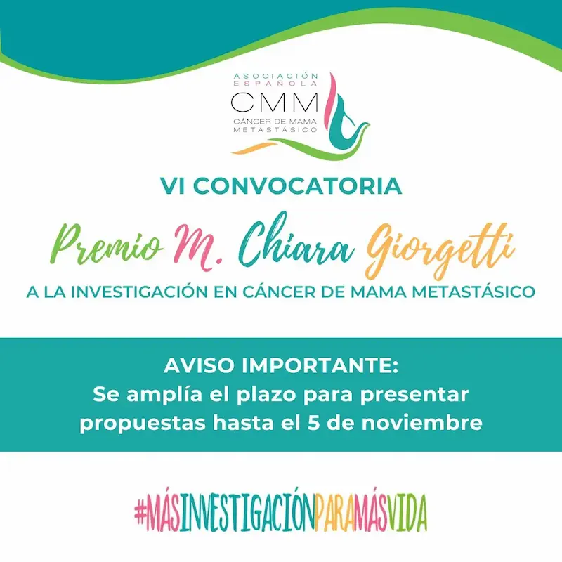 Cartel ampliación plazo presentación de proyectos para Premios Chiara