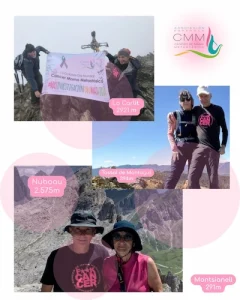 Collage de fotos de amigos de Jocelyn en varias cimas