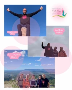 Collage de fotos de amigos de Jocelyn en varias cimas