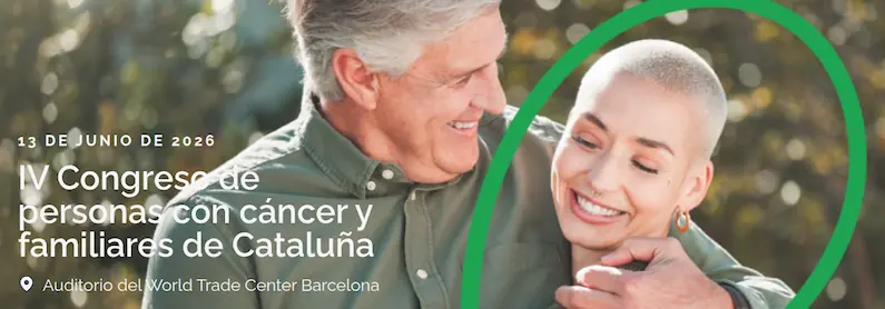 Cartel para el evento "IV Congreso personas con cáncer y familiares Cataluña"