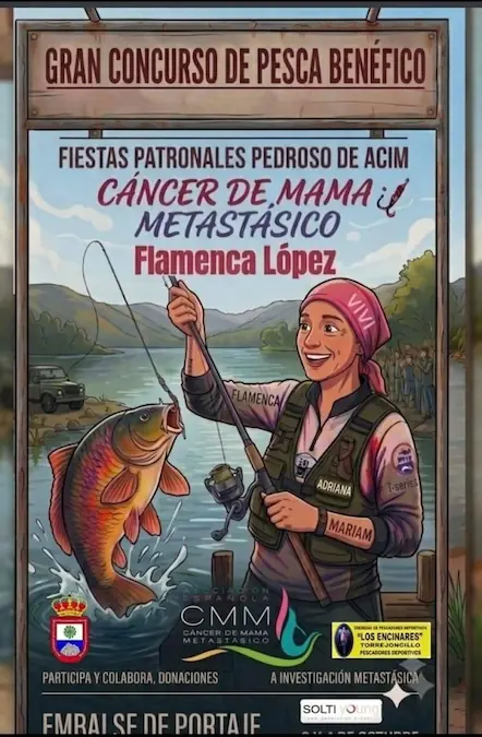 Cartel para el evento "Concurso de pesca benéfico Flamenca López"