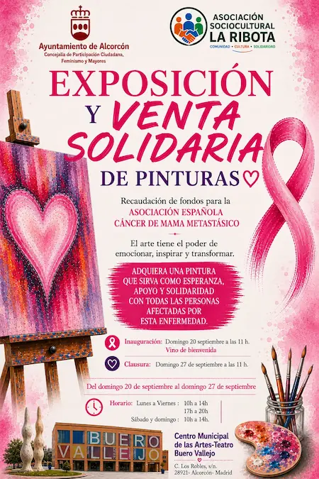 Cartel para el evento "Exposición y venta solidaria de pinturas en Alcorcón"