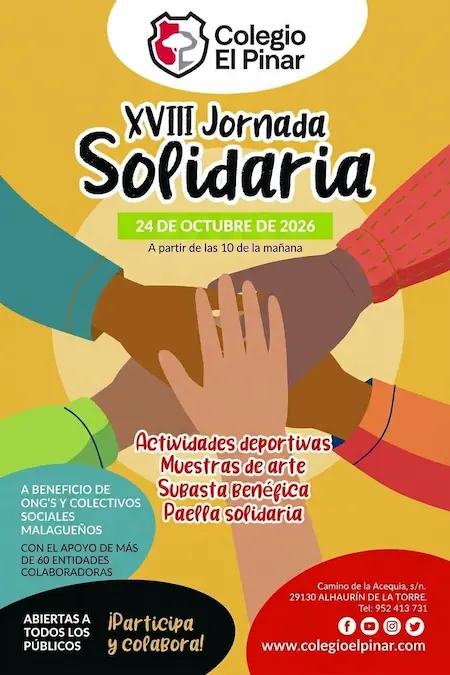 Cartel para el evento "Jornada solidaria Colegio El Pinar 2026"